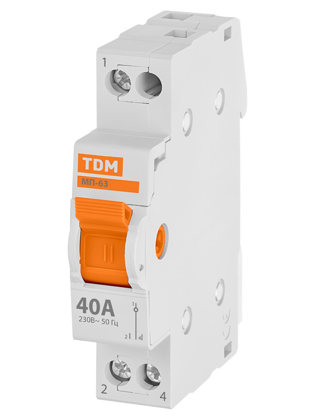 Модульный переключатель трехпозиционный МП-63 однополюсный 40А TDM ELECTRIC SQ0224-0007