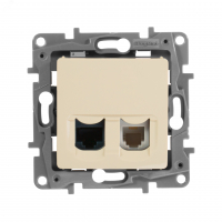 Розетка двойная RJ11+RJ45 кат.5E UTP слоновая кость ETIKA IEK 672352