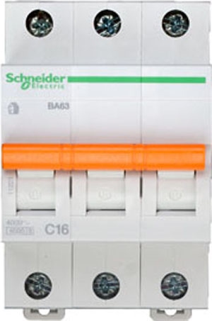 Выключатель автоматический трехполюсный 16А С ВА63 4.5кА Schneider Electric 11223