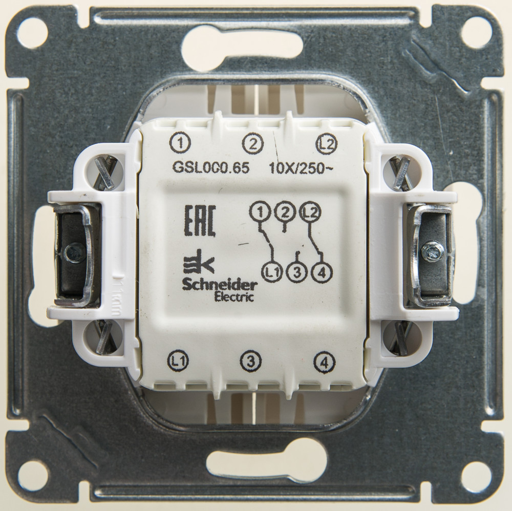 GLOSSA Переключатель двухклавишный сх.6 перламутр в рамку Systeme Electric GSL000665