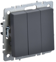 BRITE Выключатель трехклавишный 10А ВС10-3-0-БрГ графит IEK BR-V30-0-10-K53