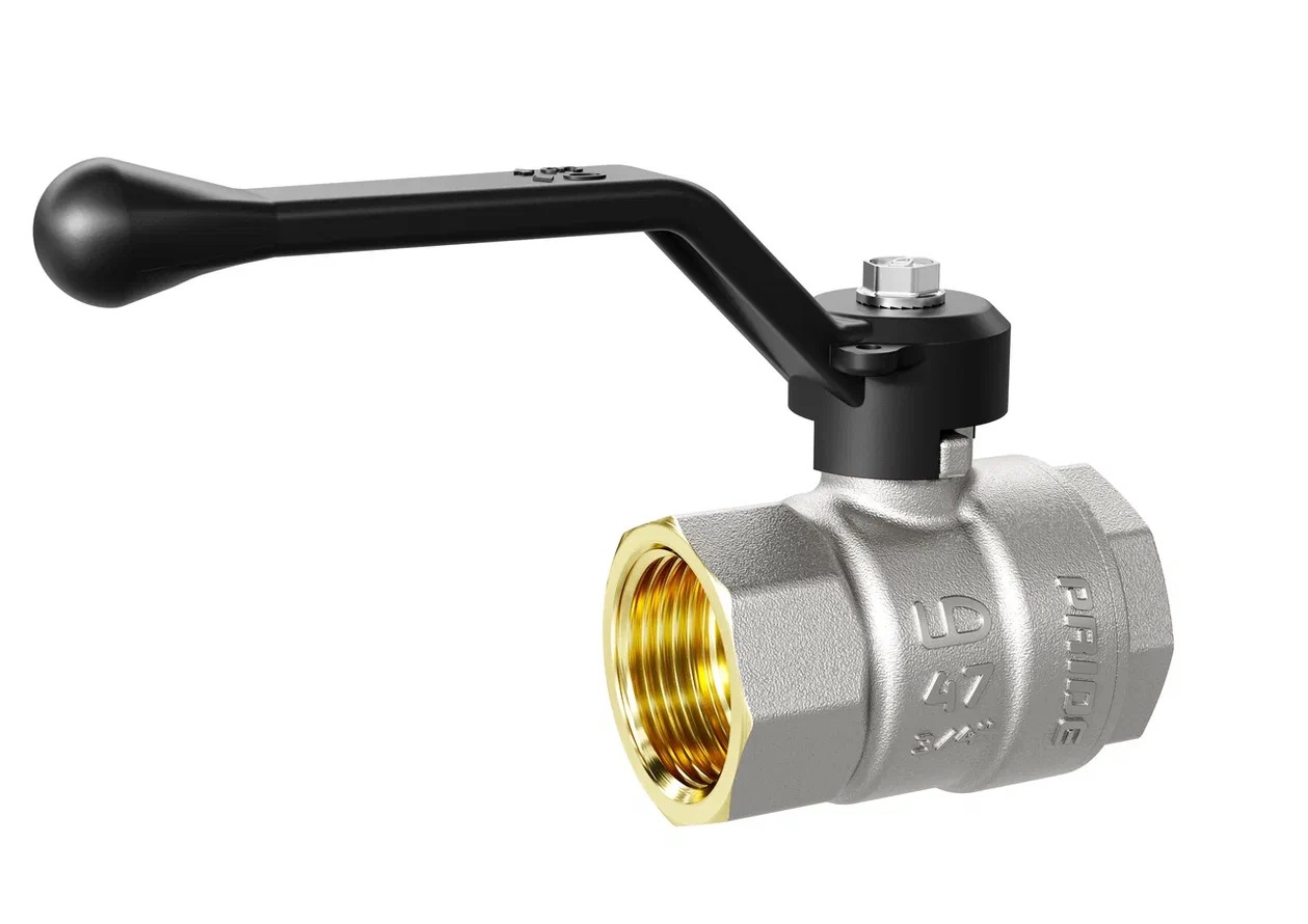 Кран шаровый латунный никелированный 11б27п1 Ду15 Ру40 (1/2') ВР/ВР рычаг LD Pride 47.15.В-В.Р LD 47.301.15