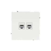 Компьютерная розетка RJ-45 без шторки, кат.6А двойная, KANT, белая магнолия DKC 7000674