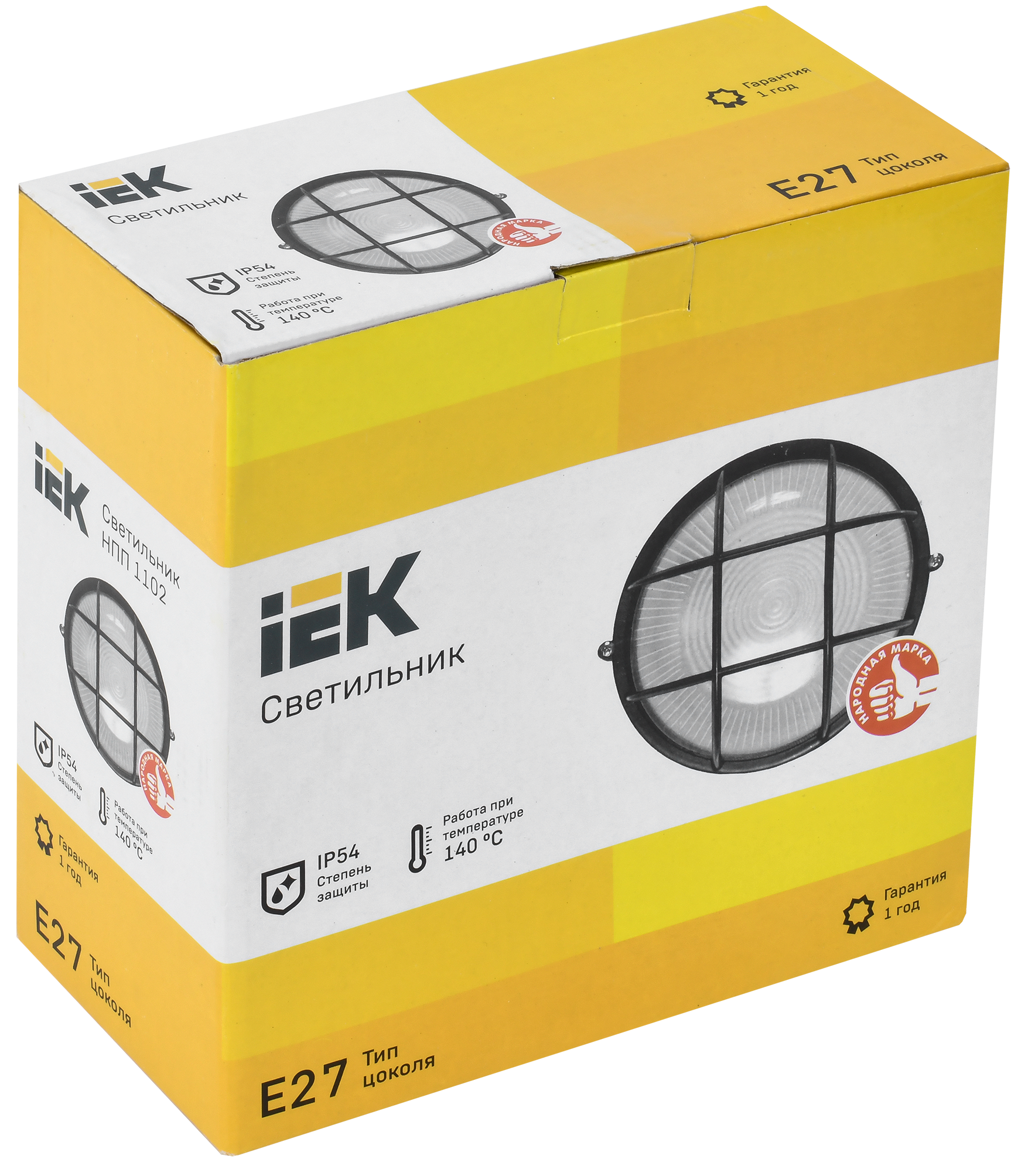 Светильник НПП1102 белый/круг с реш. 100Вт IP54 IEK LNPP0-1102-1-100-K01