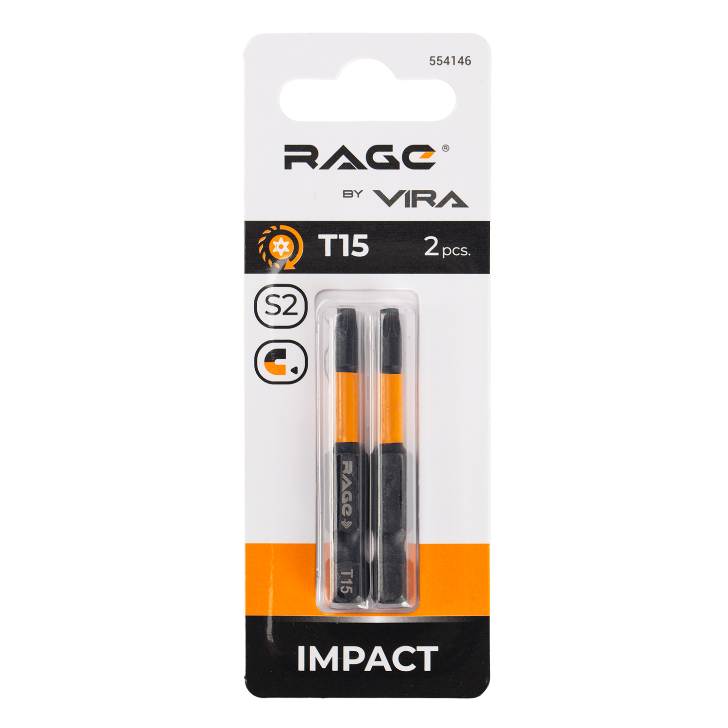 Набор бит торсионных IMPACT 2 шт TORX T15 S2 х 50 мм Rage 554146