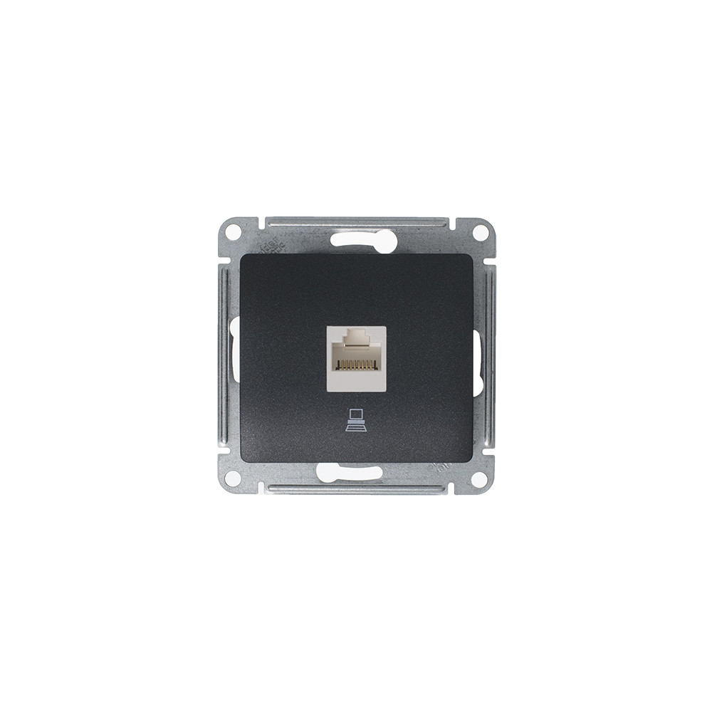 GLOSSA Розетка компьютерная RJ45 категория 5E антрацит в рамку Systeme Electric GSL000781K