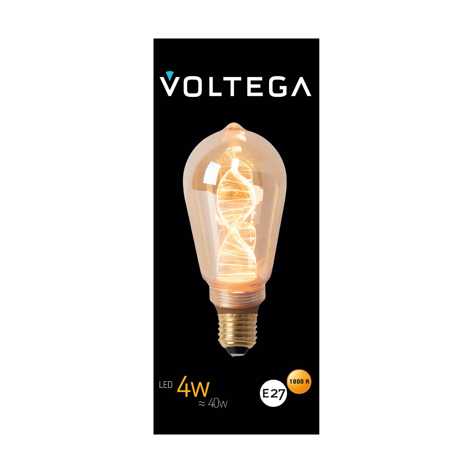 Лампочка филаментная цоколь E27 4W 1800К тип ST64 DNA Voltega 8593 VG10-ST64warm3.5W-F-A-DNA
