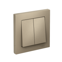 Выключатель двухклавишный ATLASDESIGN схема 5 10АХ в сборе шампань Systeme Electric ATN000552