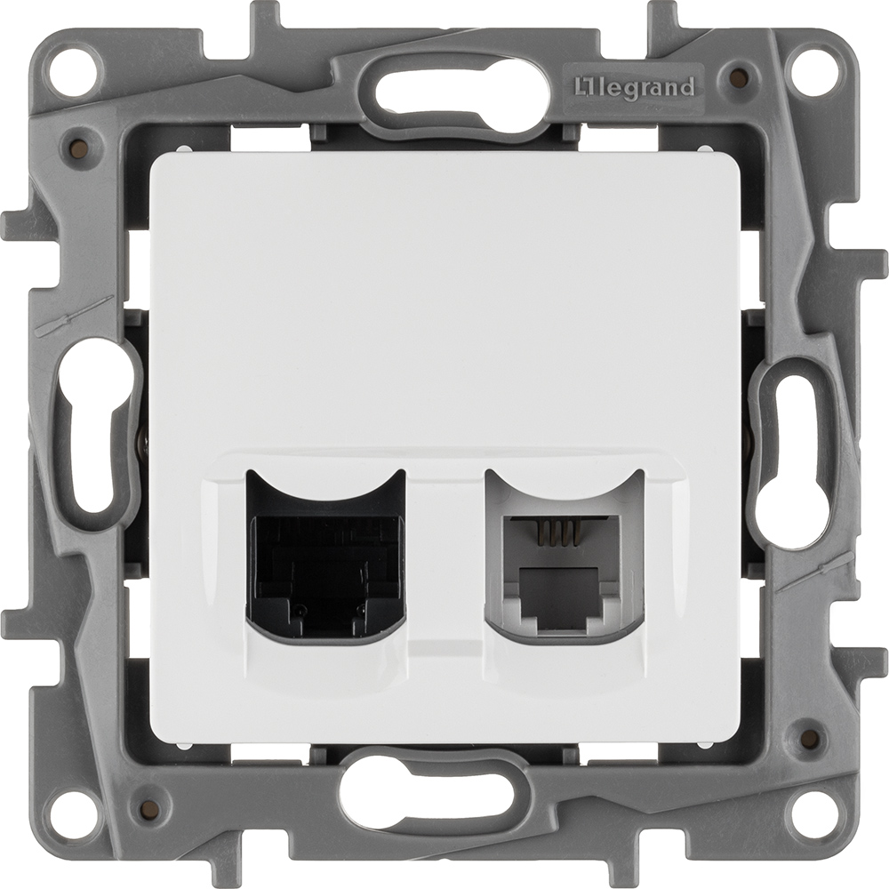 Розетка двойная RJ11+RJ45 кат.5E UTP белый ETIKA IEK 672252