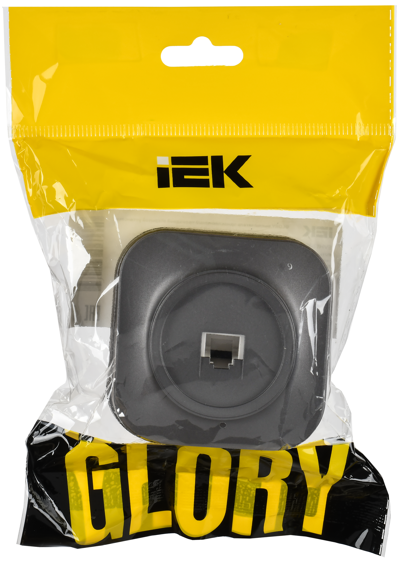 GLORY Розетка для открытой установки компьютерная RJ45 кат.5E РК10-ХСм сталь матовый IEK EKH10-K46M
