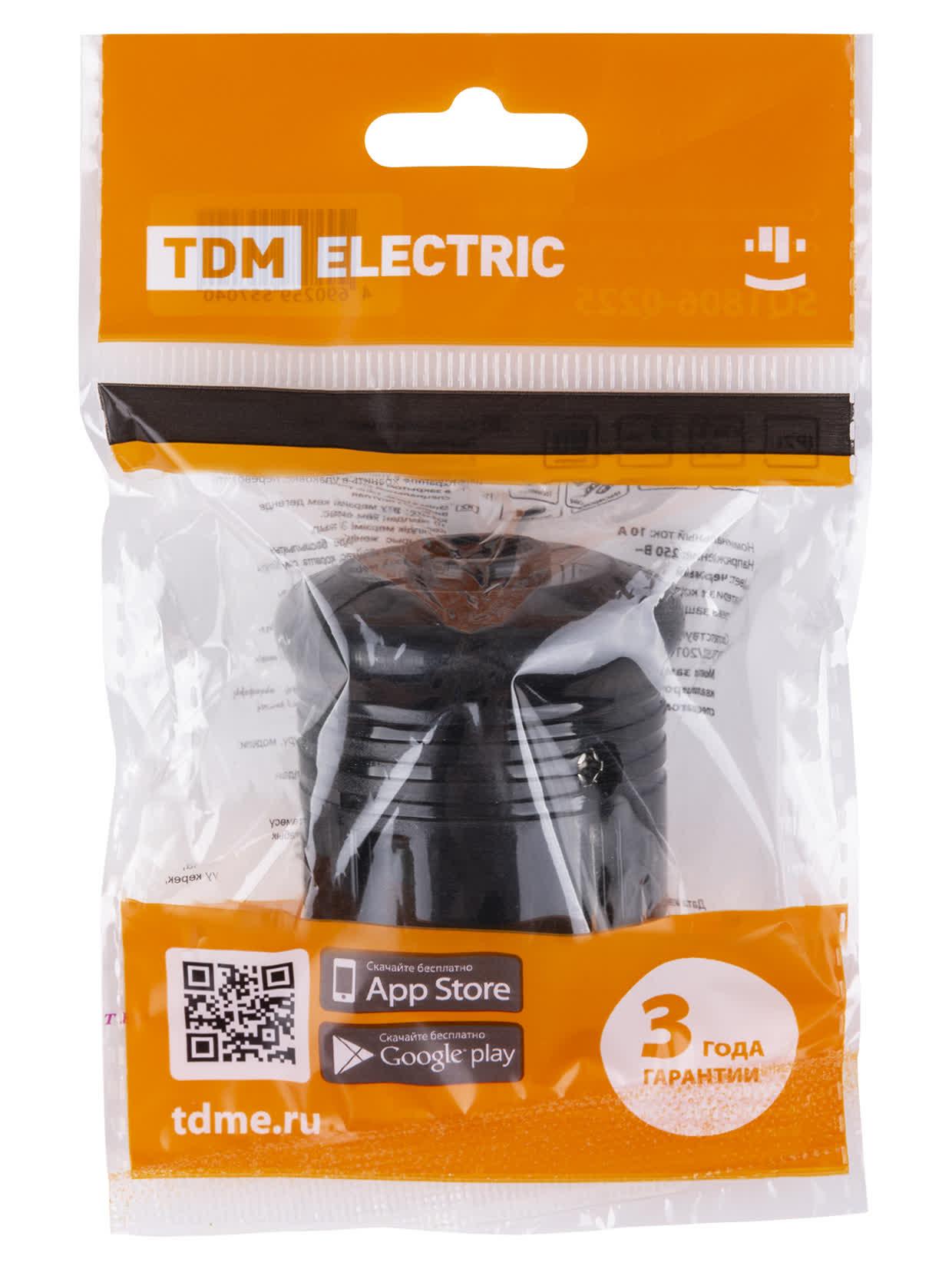Вилка с/з круглая черная 10А 250В TDM TDM ELECTRIC SQ1806-0200