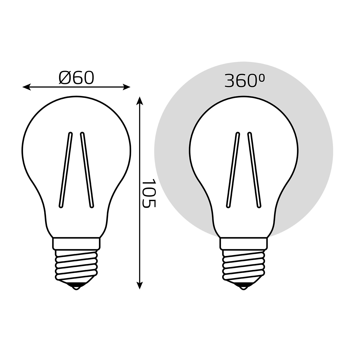 Лампа светодиодная филаментная LED 11 Вт 930 лм 4100К А60 груша нейтральный E27 AC 220В прозрачная колба Elementary Gauss GAUSS 22221