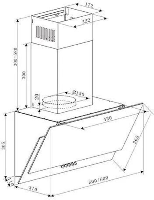 Вытяжка кухонная NC-50B Oasis Klima Р0000159789 Р0000074209