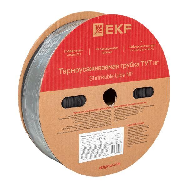 Трубка термоусаживаемая ТУТ нг 40/20 черная рулон PROxima EKF tut-40-b