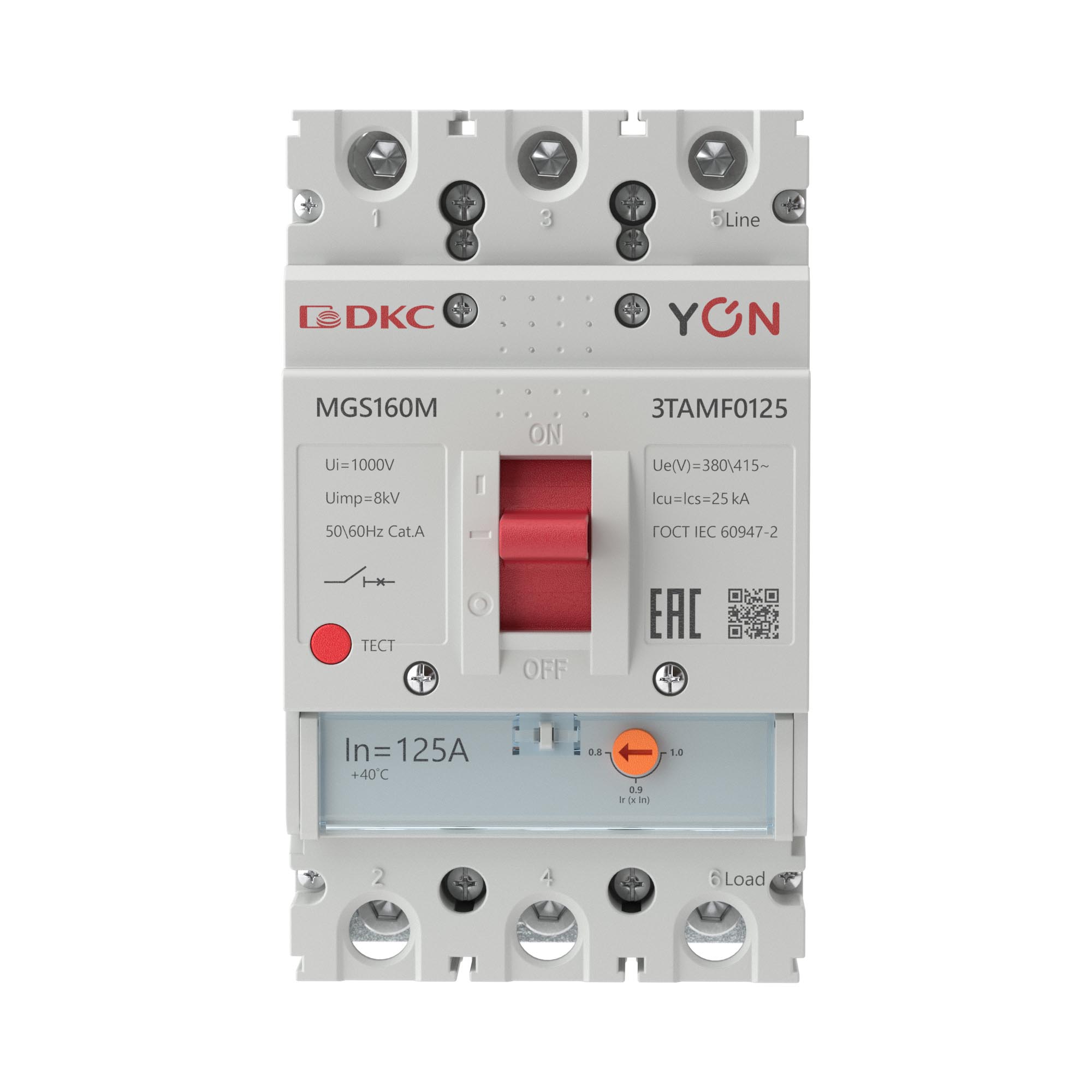 Автоматический выключатель YON MGS160 3P 100-125A 25kA DKC MGS160M-3TAMF0125