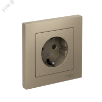 Розетка ATLASDESIGN с заземлением со шторками 16А в сборе шампань Systeme Electric ATN000544