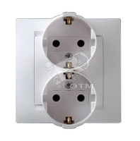 15 Розетка двойная 2Р+Е Schuko 16А 250В винтовой зажим белый Simon 1590459-030