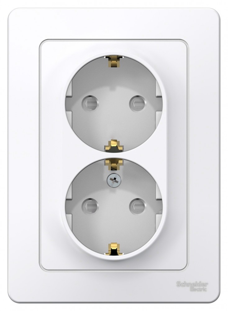 BLANCA скрытой установки розетка двойная с заземлением со шторками, 16А, 250В, белый Systeme Electric BLNRS001121