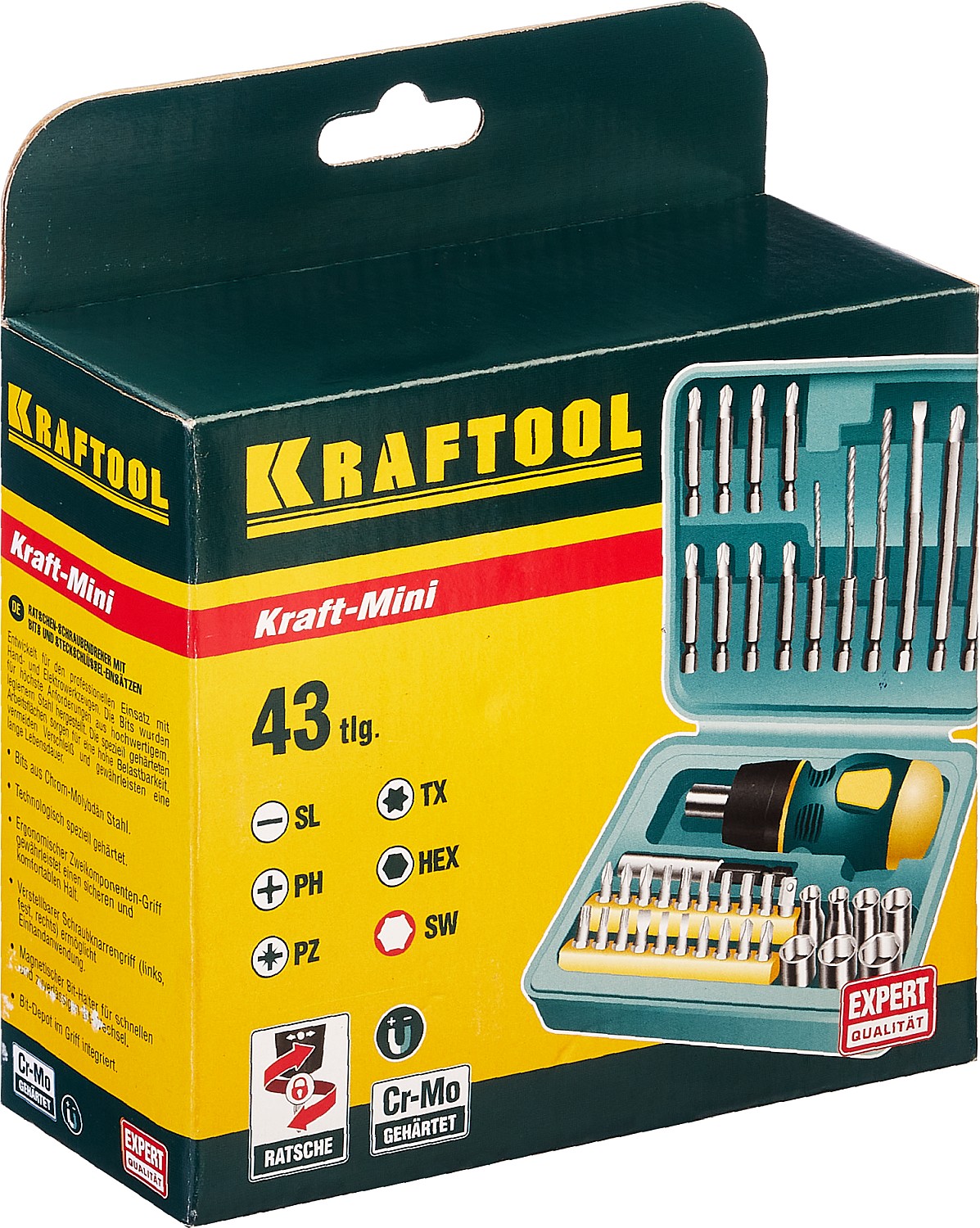 Реверсивная отвертка Kompakt-43 с насадками 43 предм. KRAFTOOL 25556-H43