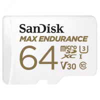 Карта памяти 64GB MicroSD MAX ENDURANCE V30, U3, SDXC, 100 МБ/с, Class 10 + адапер SD SanDisk SDSQQVR-064G-GN6IA 157994