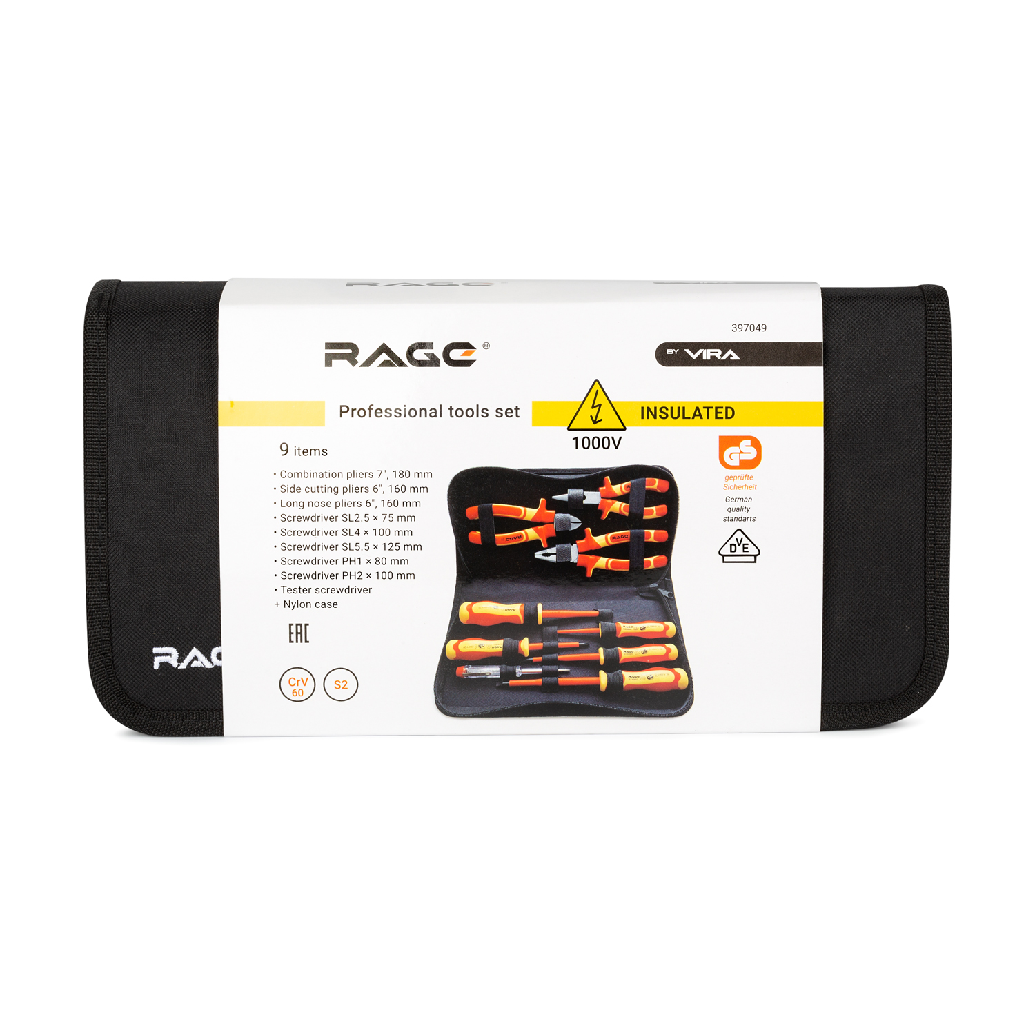 Набор диэлектрического инструмента VDE 9 пр. Rage 397049