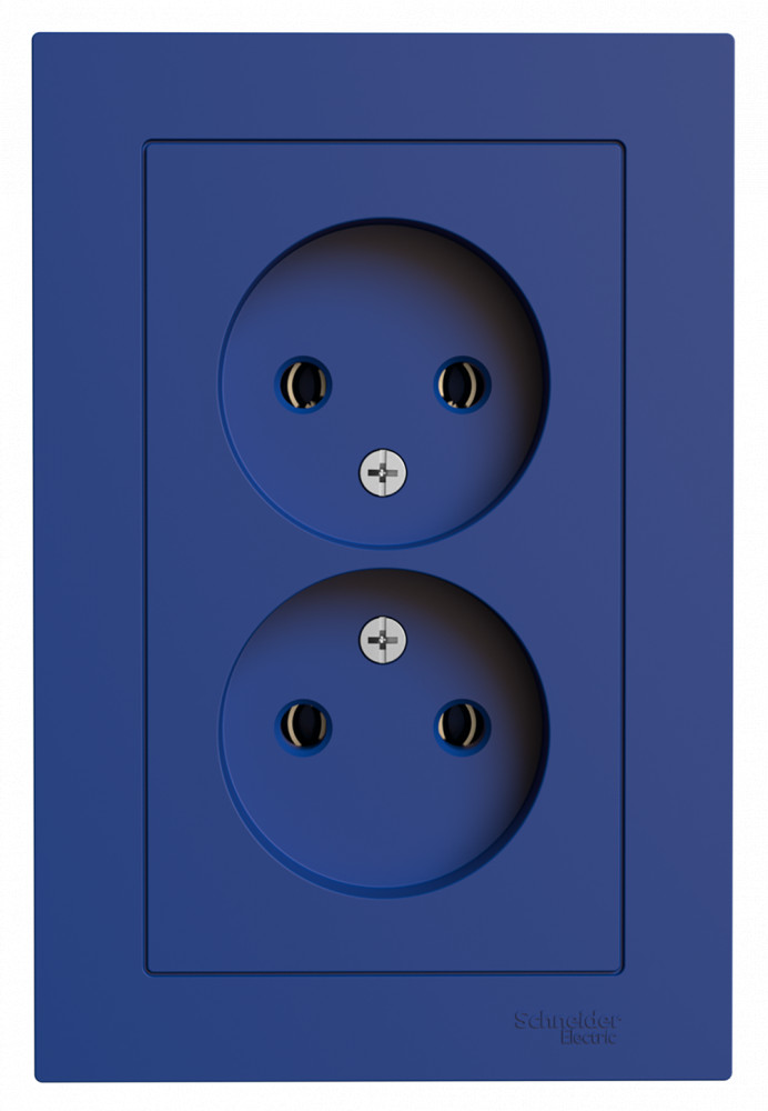 ATLASDESIGN РОЗЕТКА двойная без заземления,16А, в сборе, АКВАМАРИН Systeme Electric ATN001120