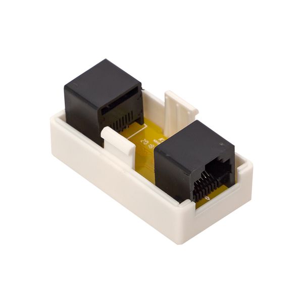Адаптер проходной TERACOM Cat.5E неэкранированный RJ45-RJ45 белый EKF TRC-INLC-2RJ45-5EUTP-WH