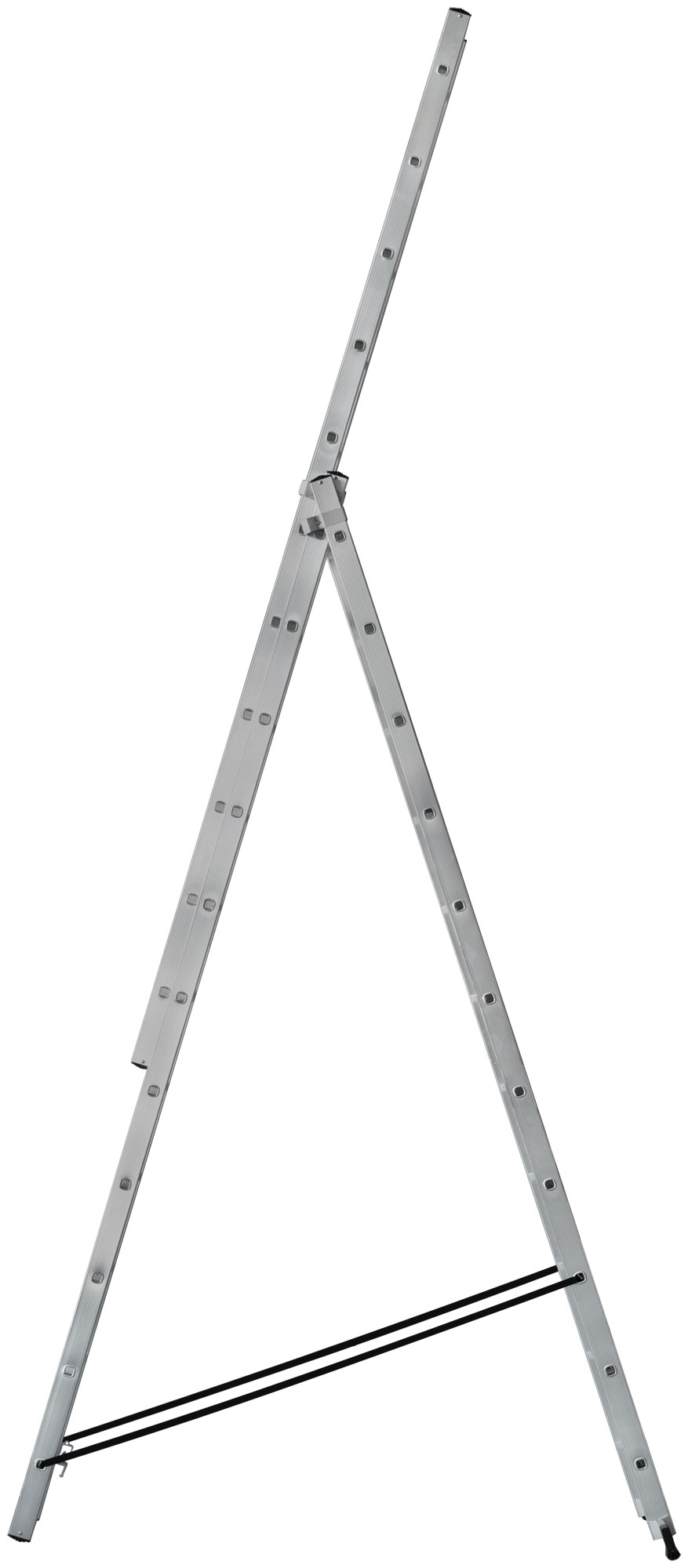 Лестница трехсекционная алюминиевая усиленная, 3x11 ступеней, H=316/539/759 см, вес 16.61 кг FIT РОС 65437
