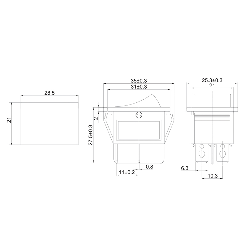 Выключатель клавишный 250V 16А (4с) ON-OFF красный с подсветкой (RWB-502, SC-767, IRS-201-1) REXANT 36-2330-1