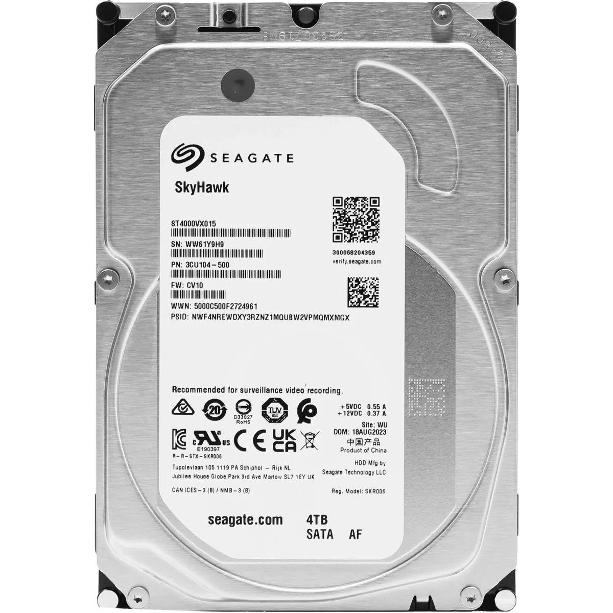 Жесткий диск 3.5'' 4 TБ SkyHawk, SATAIII, 5900 об/мин, 256 МБ Seagate ST4000VX015 164645