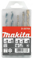 Сверла по дереву и металлу набор 5 шт (HSS-TIN 5, 6, 8. Дерево 5, 6 мм), хвостовик 1/4'' Makita D-20769