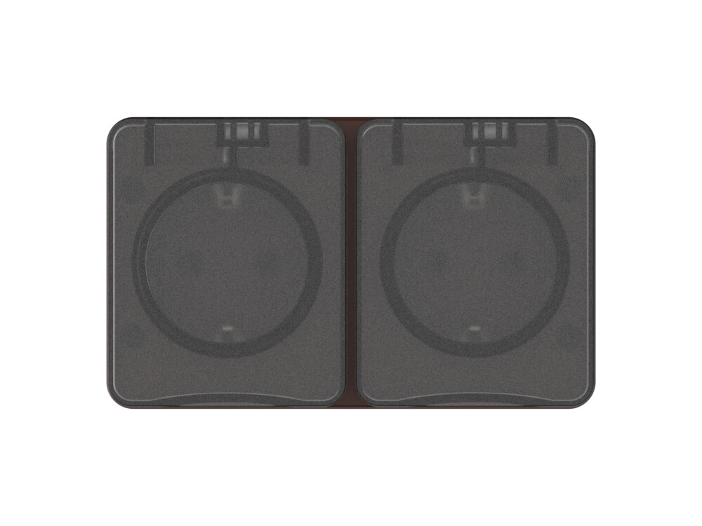 AtlasDesign PROFI IP54 О/У РОЗЕТКА двойная с з/к со шторками 16А, КОРИЧНЕВЫЙ Systeme Electric ATN546026