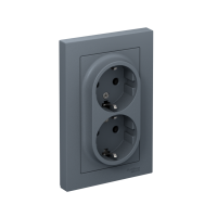 Розетка ATLASDESIGN двойная с заземлением 16А в сборе грифель Systeme Electric ATN000724
