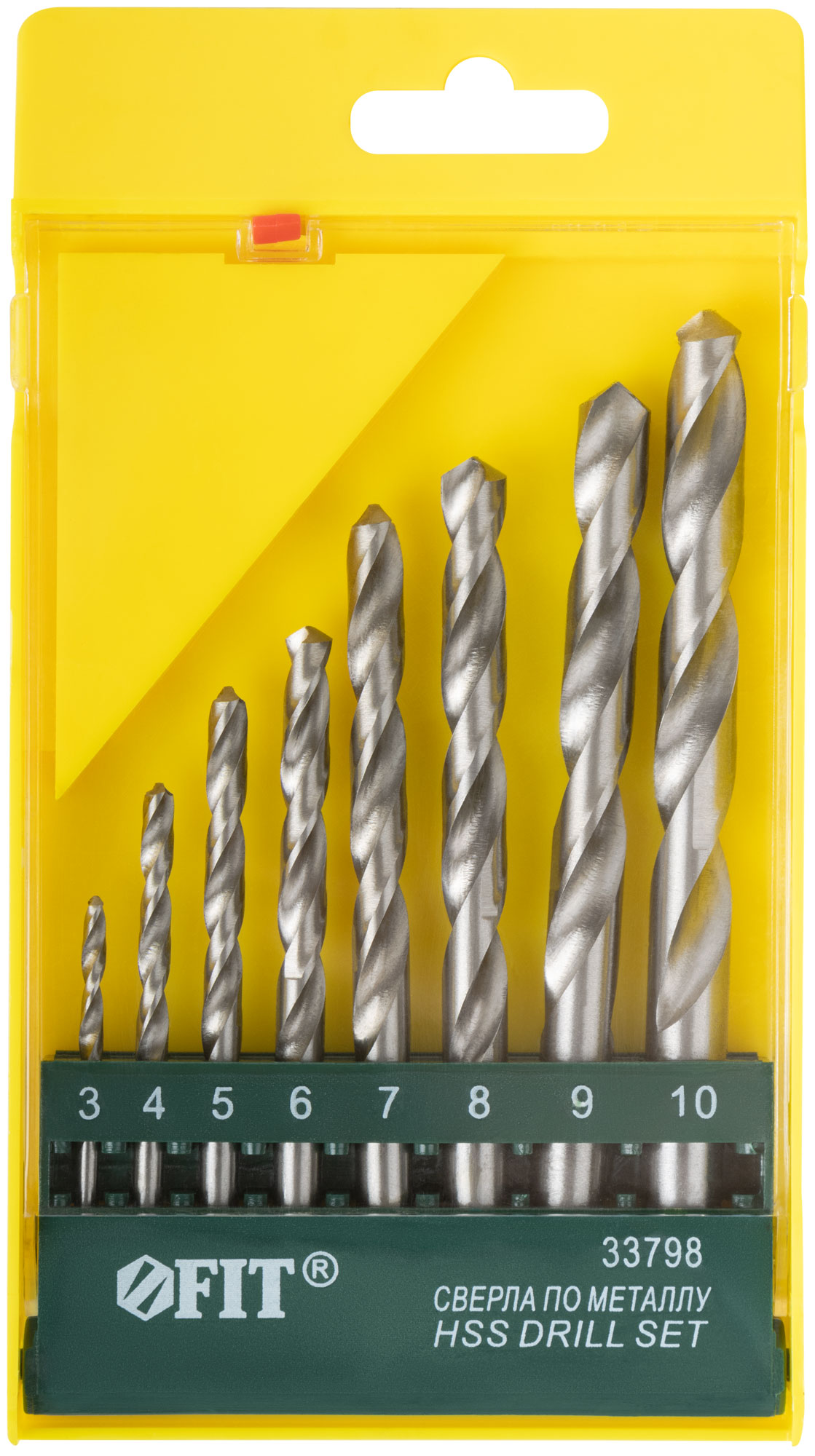 Набор сверл по металлу HSS полированных, 8 шт (3-4-5-6-7-8-9-10 мм) FIT 33798