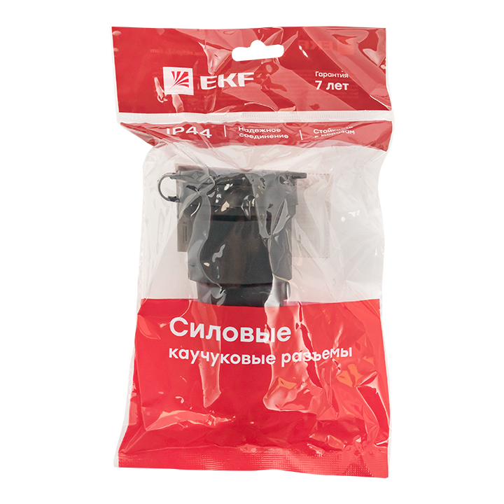 Розетка переносная с защитной крышкой каучуковая 230В 2P+PE 16A IP44 PROxima EKF RPS-012-16-230-44