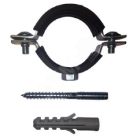 Хомут сантехнический с шпилькой и дюбелем 1' (31-36 мм) гайка М8 оцинкованная сталь с резиновым уплотнением ПрофСан 1001