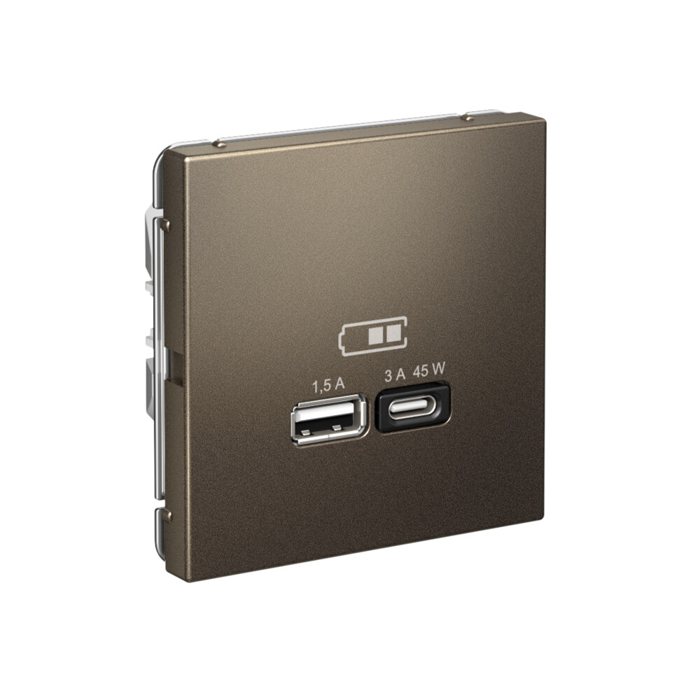ARTGALLERY USB розетка A + тип-C 45Вт высокоскор.заряд. QC, PD, механизм, мокко Systeme Electric GAL000629