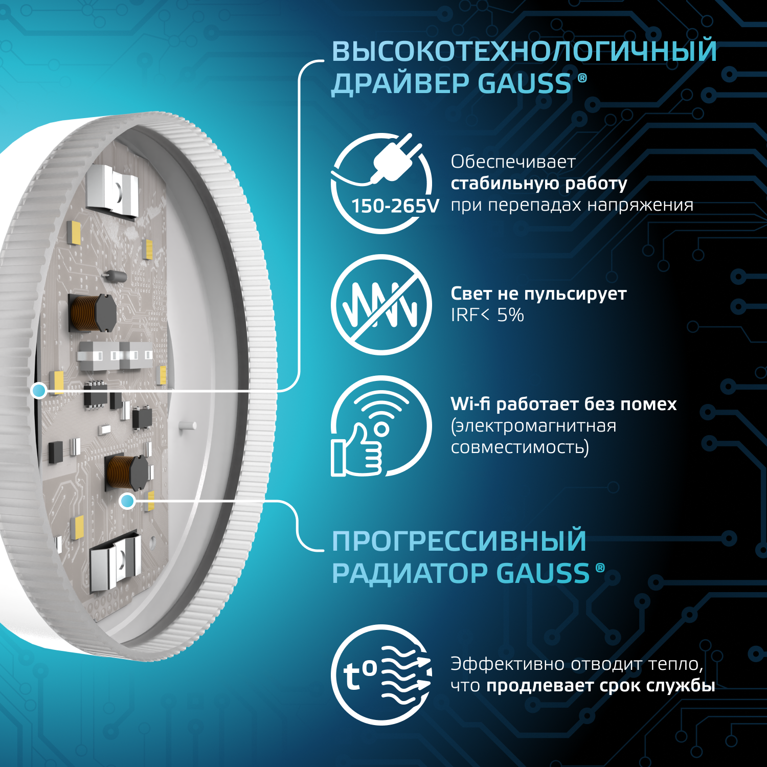 Лампа светодиодная LED 11 Вт 1050 лм 4100К AC150-265В GX53 таблетка нейтральный Black GAUSS 108008211