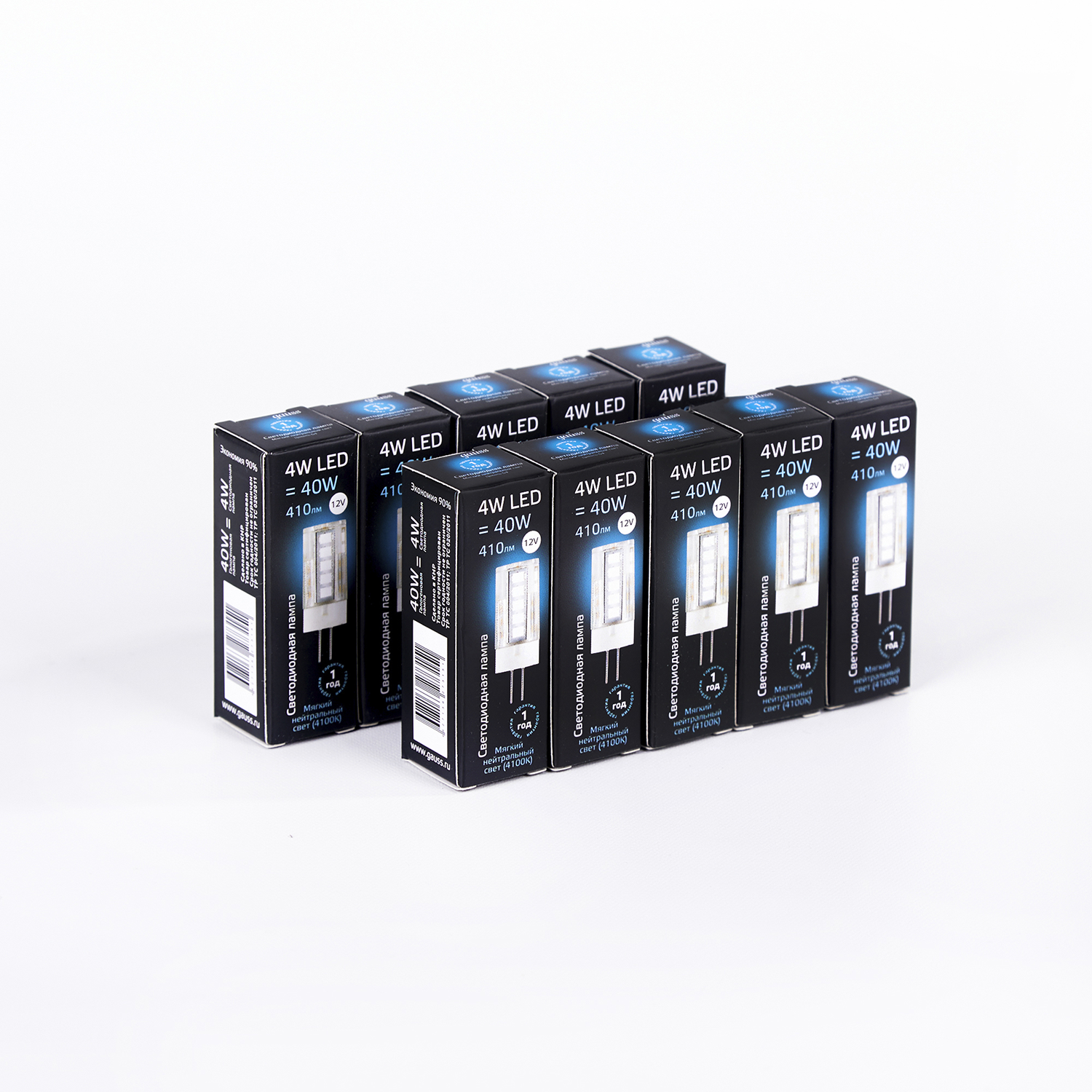Лампа светодиодная LED 4 Вт 410 Лм 4100К белая G4 капсула 12 В керамика Black Gauss GAUSS 207307204