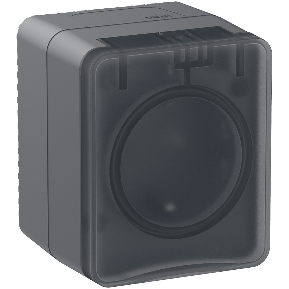 AtlasDesign Profi54 розетка с заземлением со шторками IP54 16А 250B, АНТРАЦИТ, Россия Systeme Electric ATN544045
