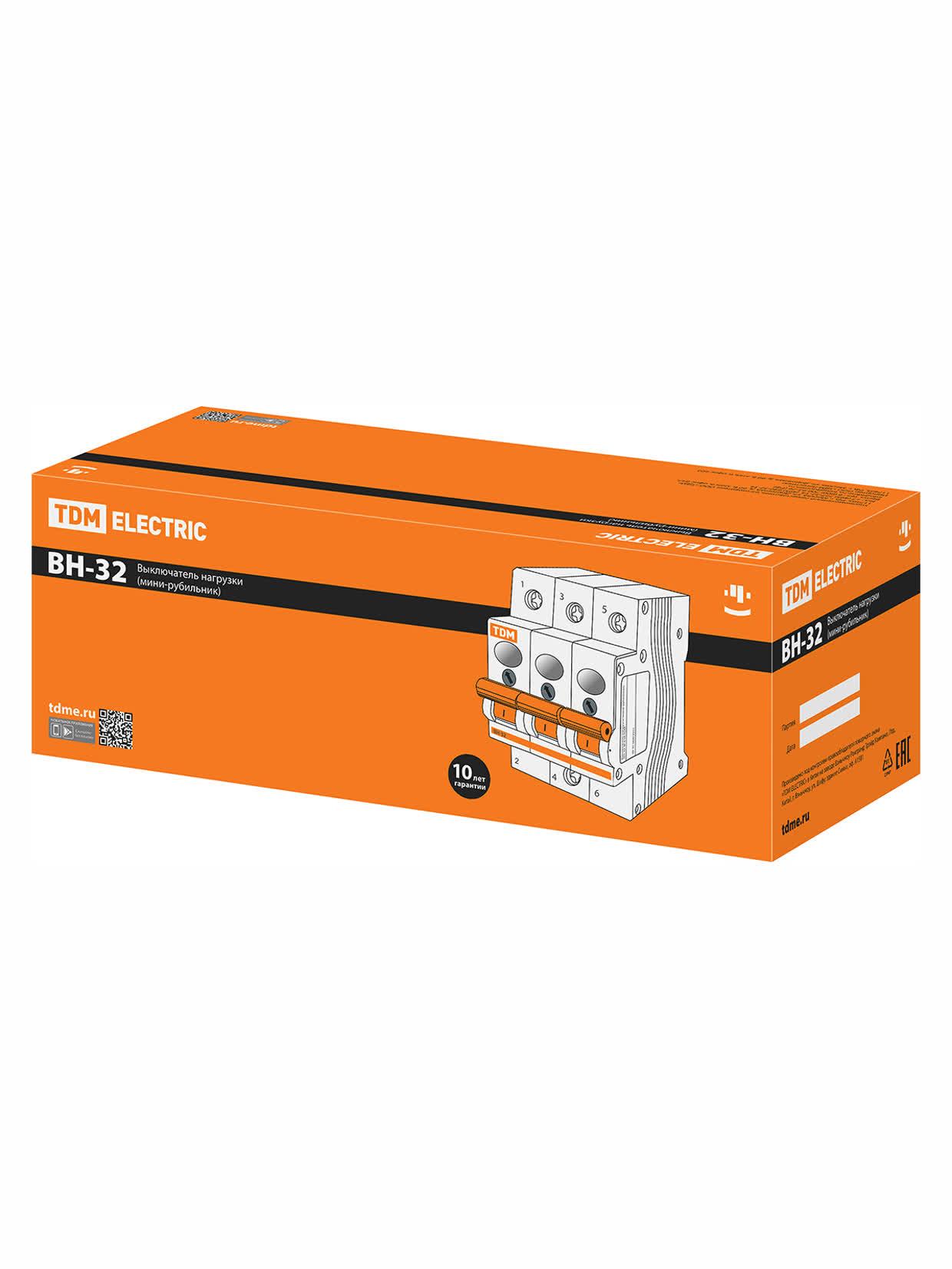 Выключатель нагрузки (мини-рубильник) ВН-32 3P 63A TDM ELECTRIC SQ0211-0027