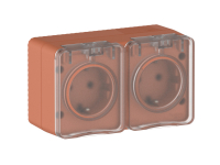 AtlasDesign PROFI IP54 О/У РОЗЕТКА двойная с з/к со шторками 16А, ТЕРРАКОТОВЫЙ Systeme Electric ATN547026