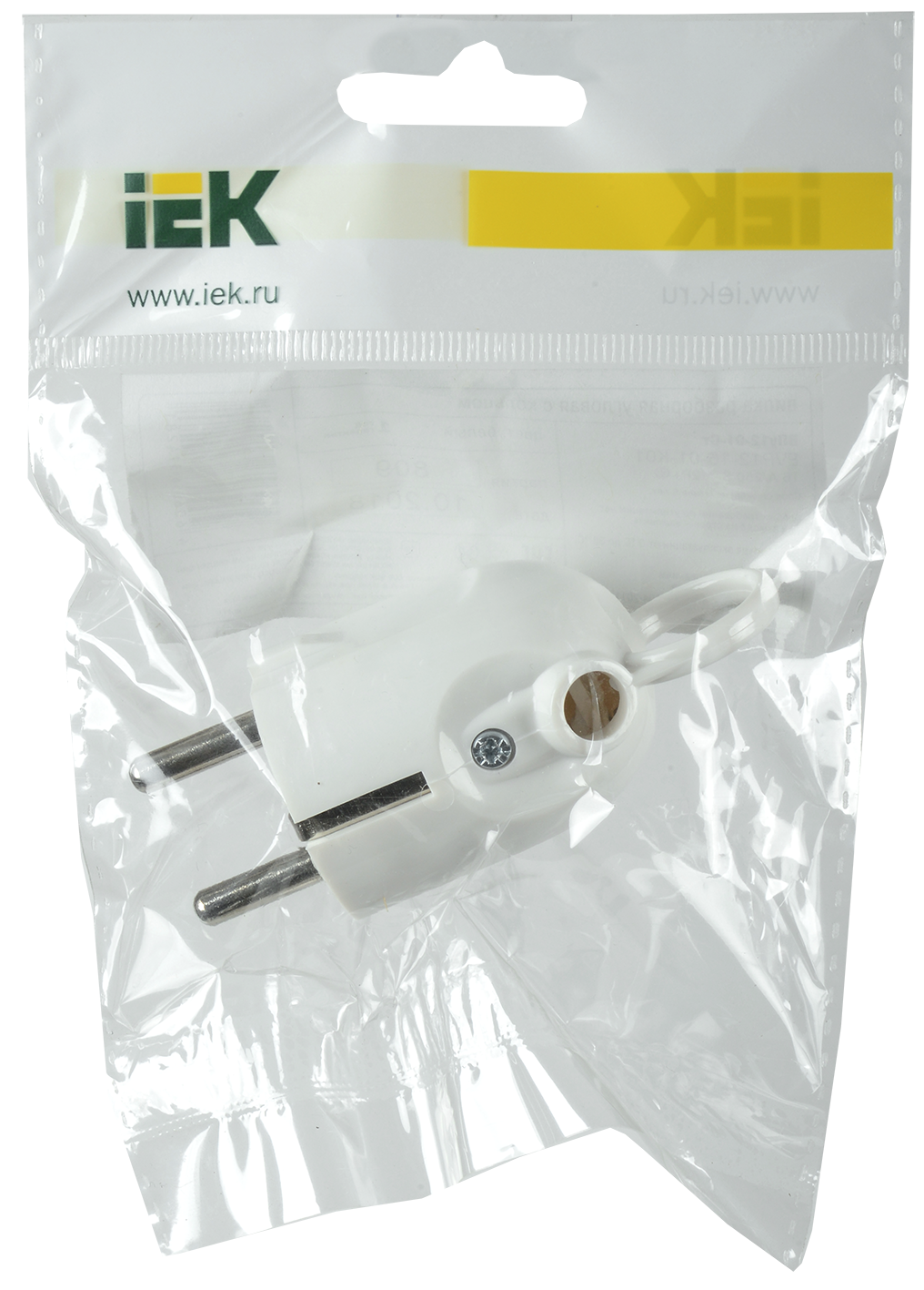 Евровилка угловая с ушком белая 16А IEK EVP12-16-01-K01