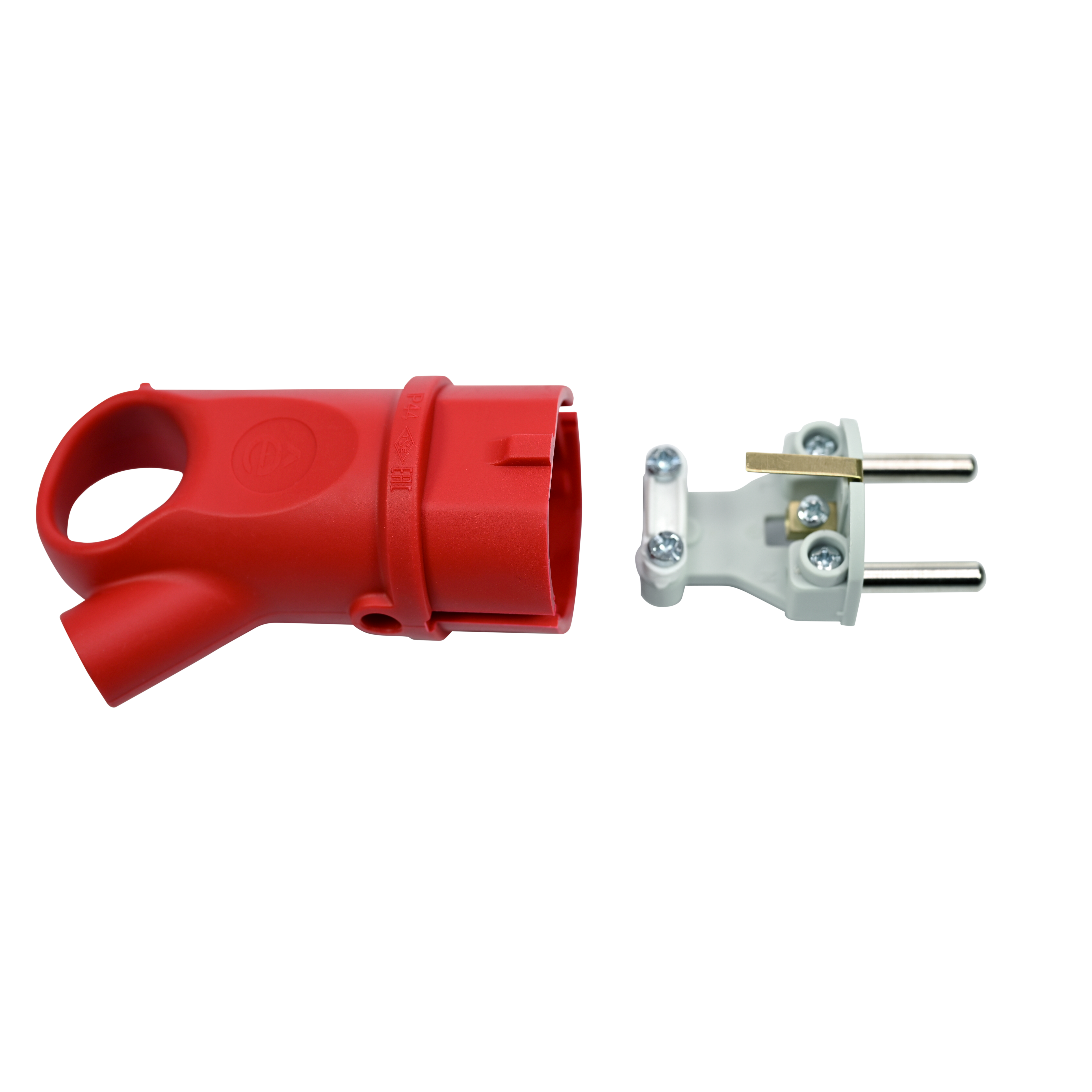 MultiSet Вилка 2К+З угловая каучуковая 16А/250В IP44 Красная Systeme Electric MST1402RD