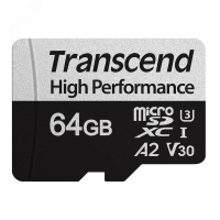 Карта памяти 64GB MicroSD 340S UHS I, SDXC, V30, U3, 160 МБ/с, Class 10 Transcend TS64GUSD340S 1000679211