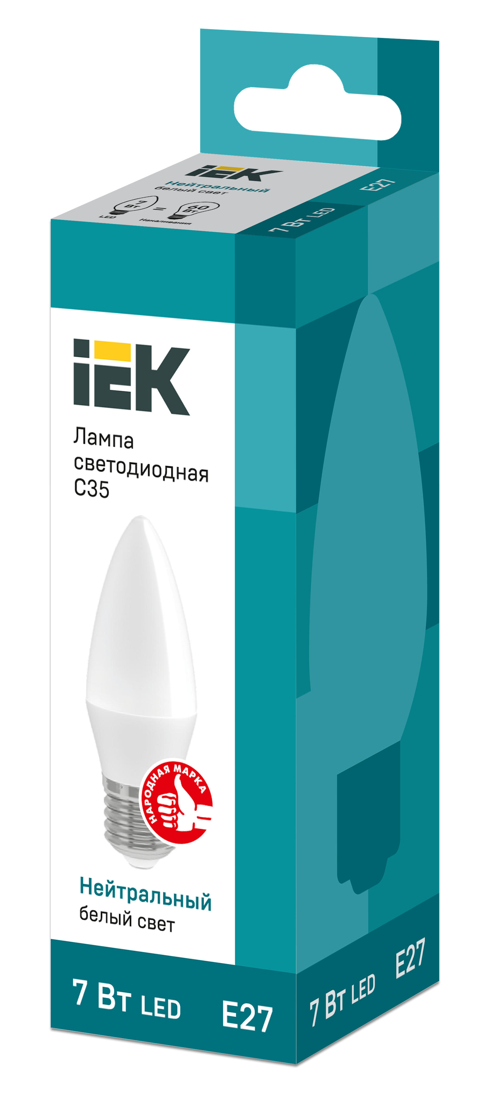 Лампа светодиодная C35 свеча 7Вт 230В 4000К E27 IEK LLE-C35-7-230-40-E27