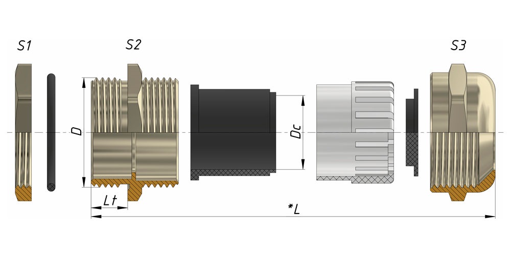 Кабельный ввод  М 20 латунный УТ1,5 IP68 (d кабеля  6-12 мм) ЗЭТАРУС zeta30117