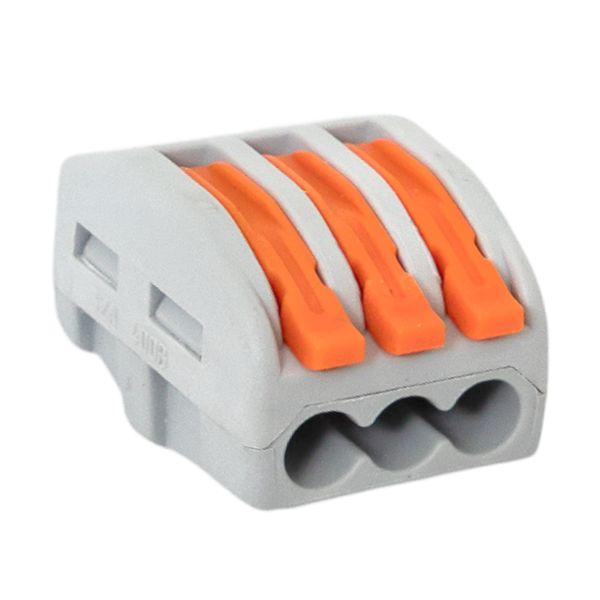 Клемма СМК 222-413 с рычагом 3 отверстия 0,08-2,5(4.0)мм2 (100шт.) EKF plc-smk-413