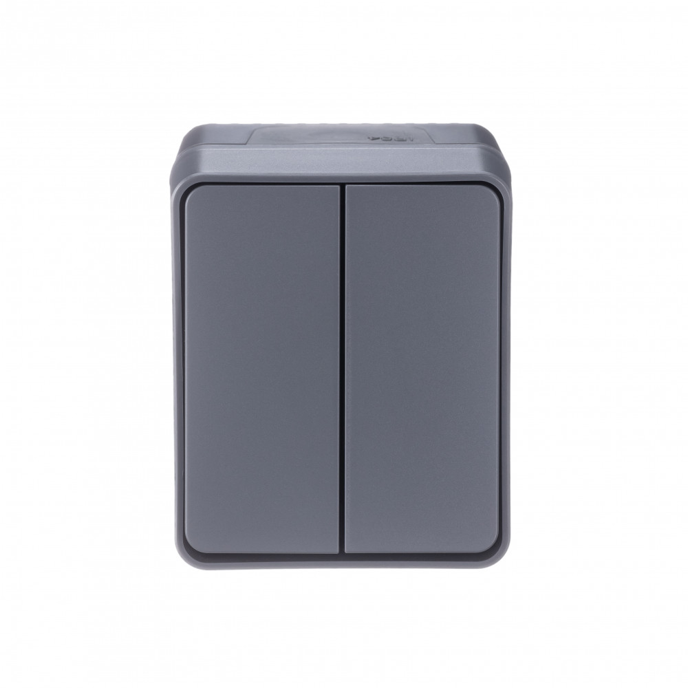 AtlasDesign Profi54 выключатель двухклавишный IP54 10 АХ, АНТРАЦИТ, Россия Systeme Electric ATN544051