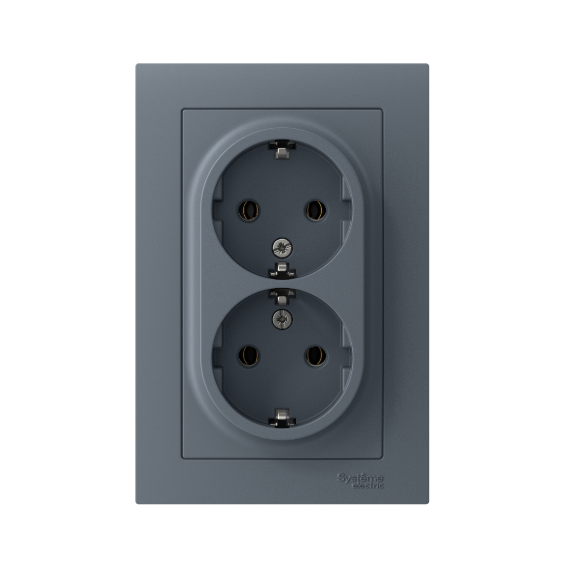 Розетка ATLASDESIGN двойная с заземлением 16А в сборе грифель Systeme Electric ATN000724
